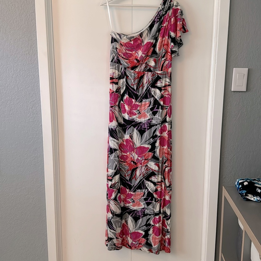 Margaret Miller One Shoulder Floral Dress | Size Medium